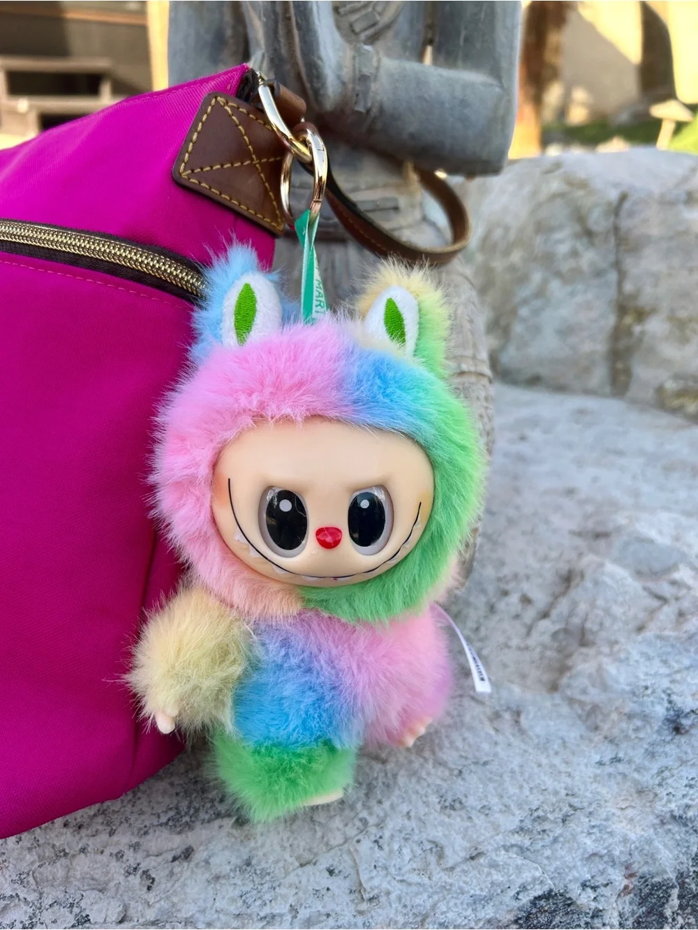 Dooney & Bourke Nylon Double Zip Crossbody Bag with New Rainbow LaBubu!